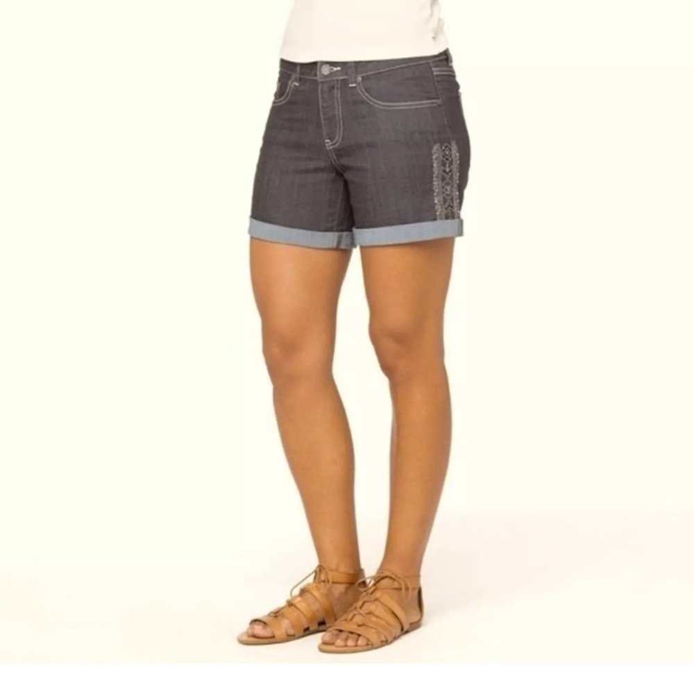 Prana Kara Rolled‎  Grey Denim Jean Shorts women’s size 8